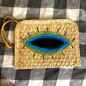 NWOT Evil Eye Raffia Clutch